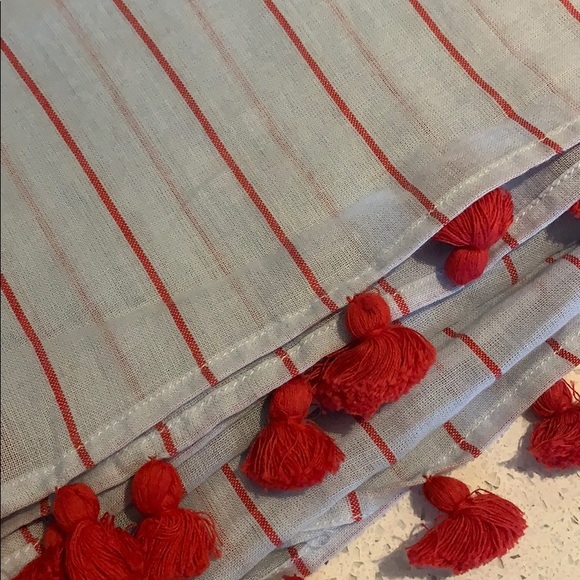 Blue and red striped Wilfred blanket scarf - Picture 2 of 3